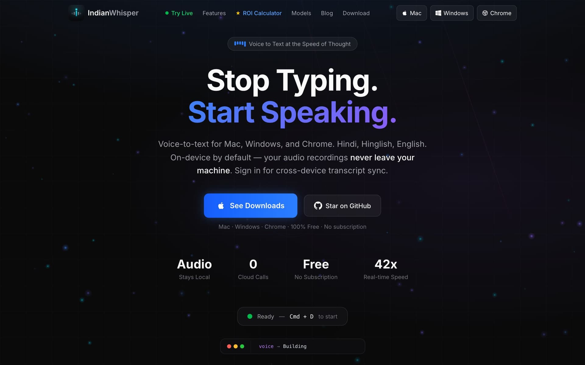 IndianWhisper — live product screenshot